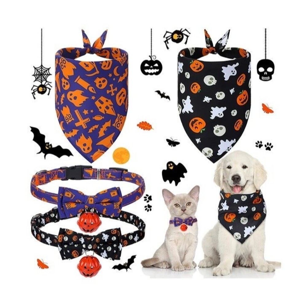 Halloween PET Collar and Bandana Set Halloween Dog Cat Collar